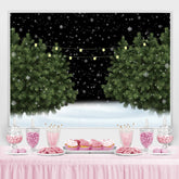 Lofaris Snowy Night Green Pine Tree in the Snow Winter Backdrop